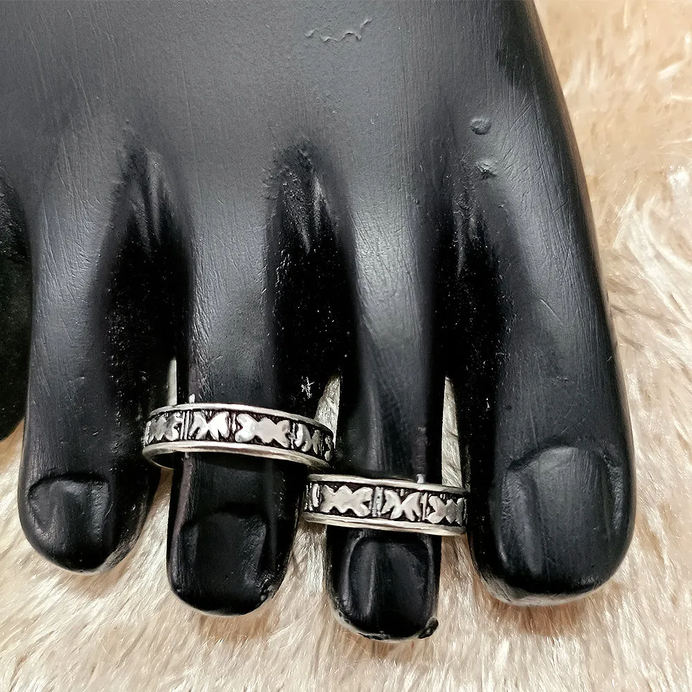 925 Silver Adjustable Toe Rings Pair (Design 69)