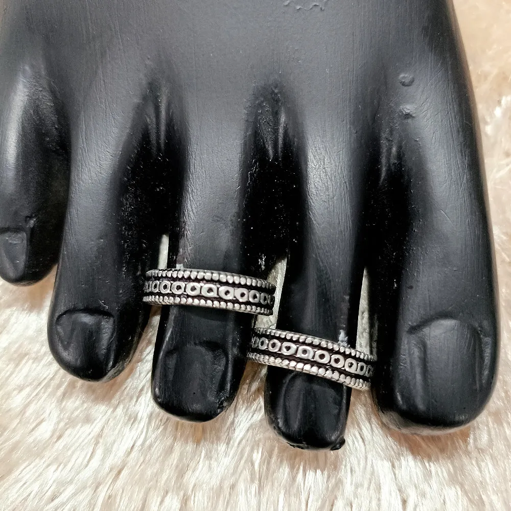 925 Silver Adjustable Toe Rings Pair (Design 72)