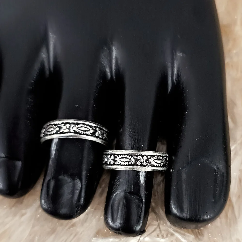 925 Silver Adjustable Toe Rings Pair (Design 79)