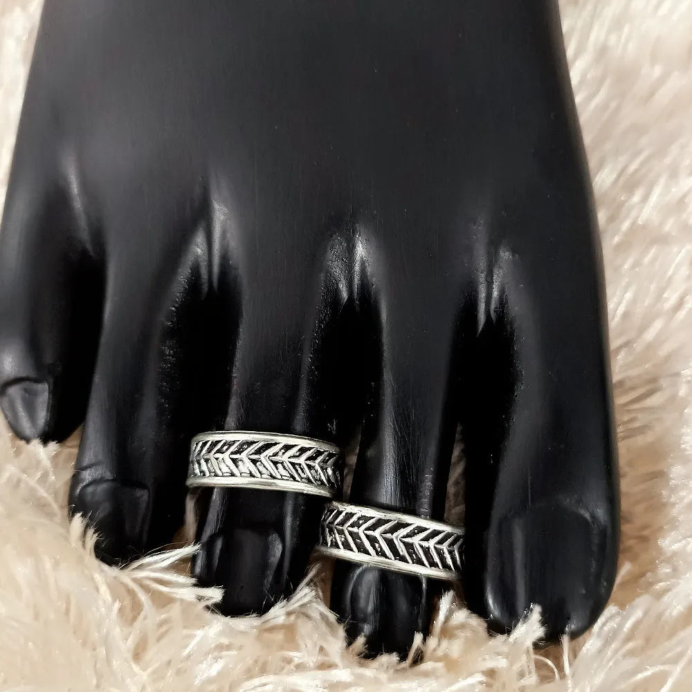 925 Silver Adjustable Toe Rings Pair (Design 82)