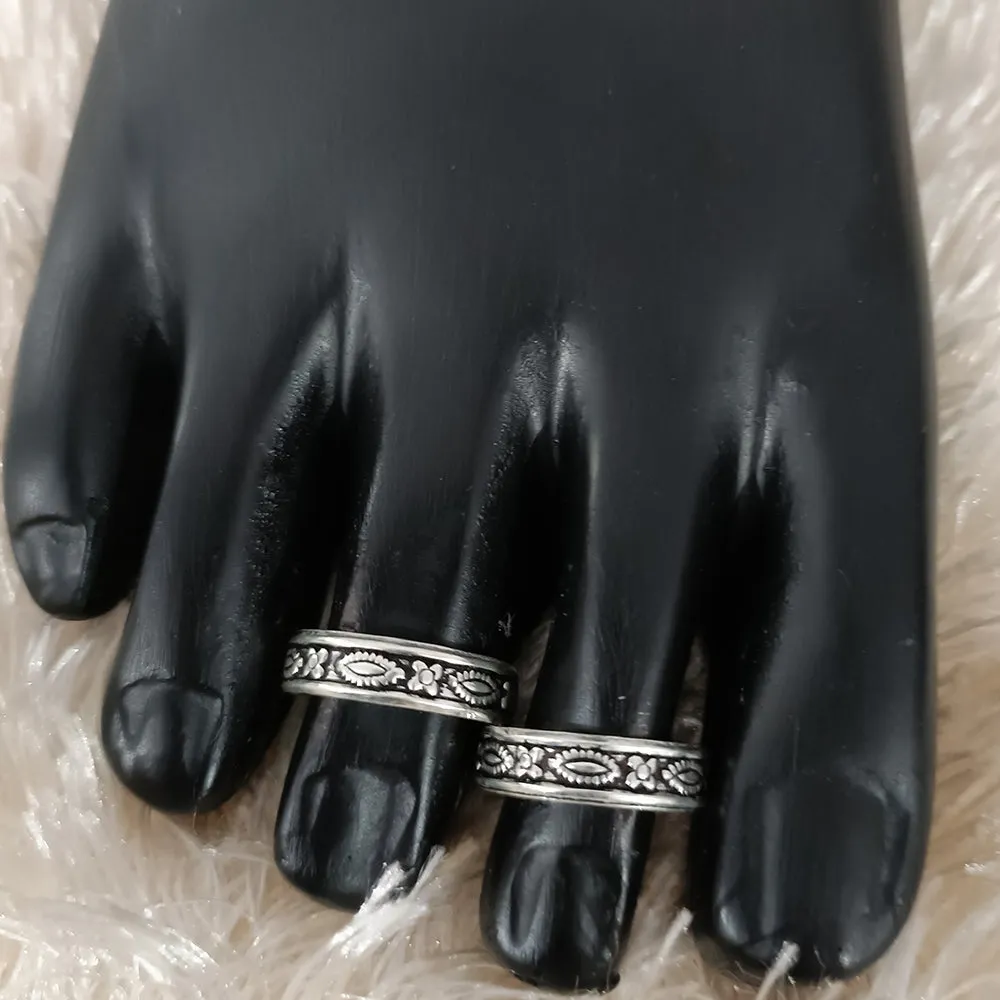 925 Silver Adjustable Toe Rings Pair (Design 83)