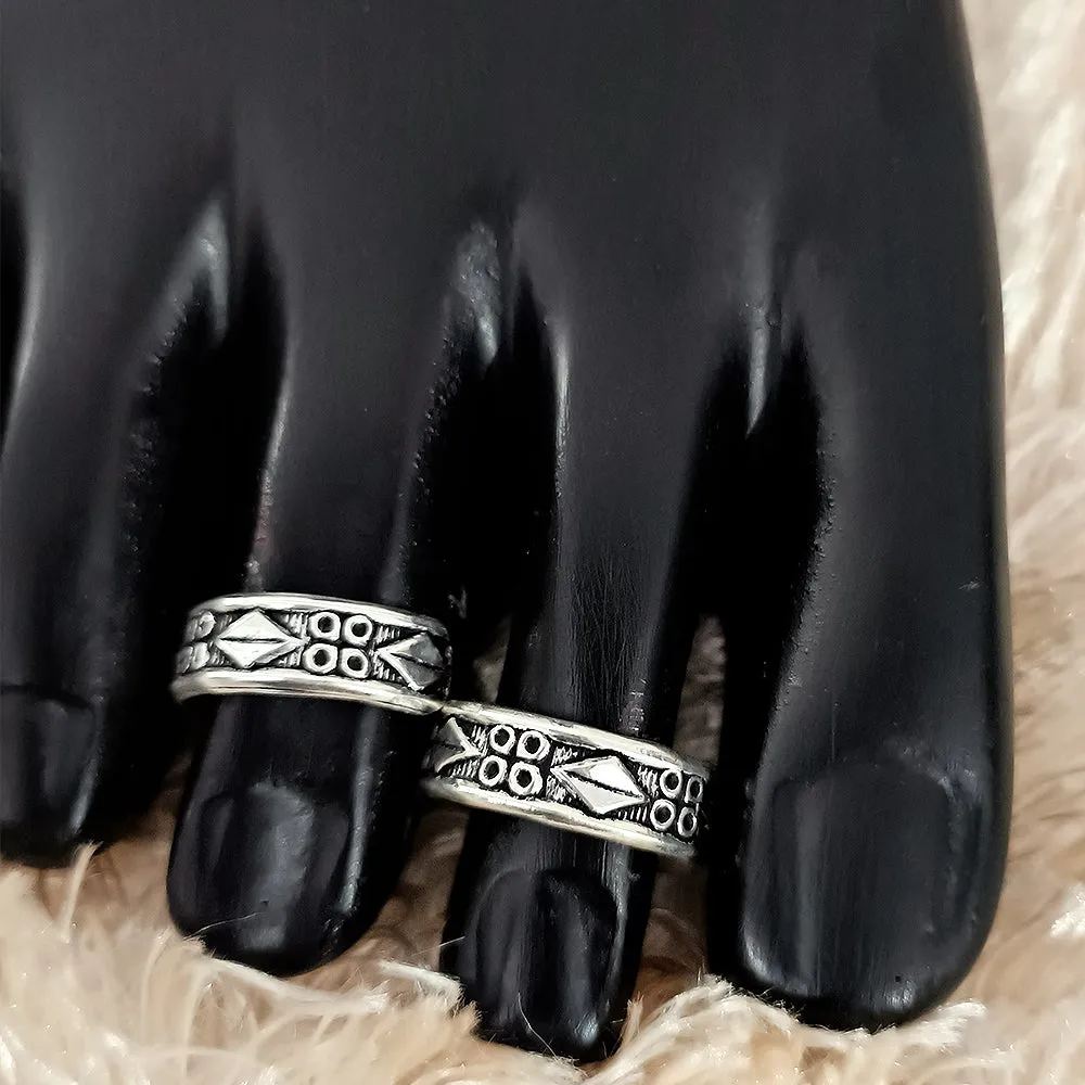 925 Silver Adjustable Toe Rings Pair (Design 85)