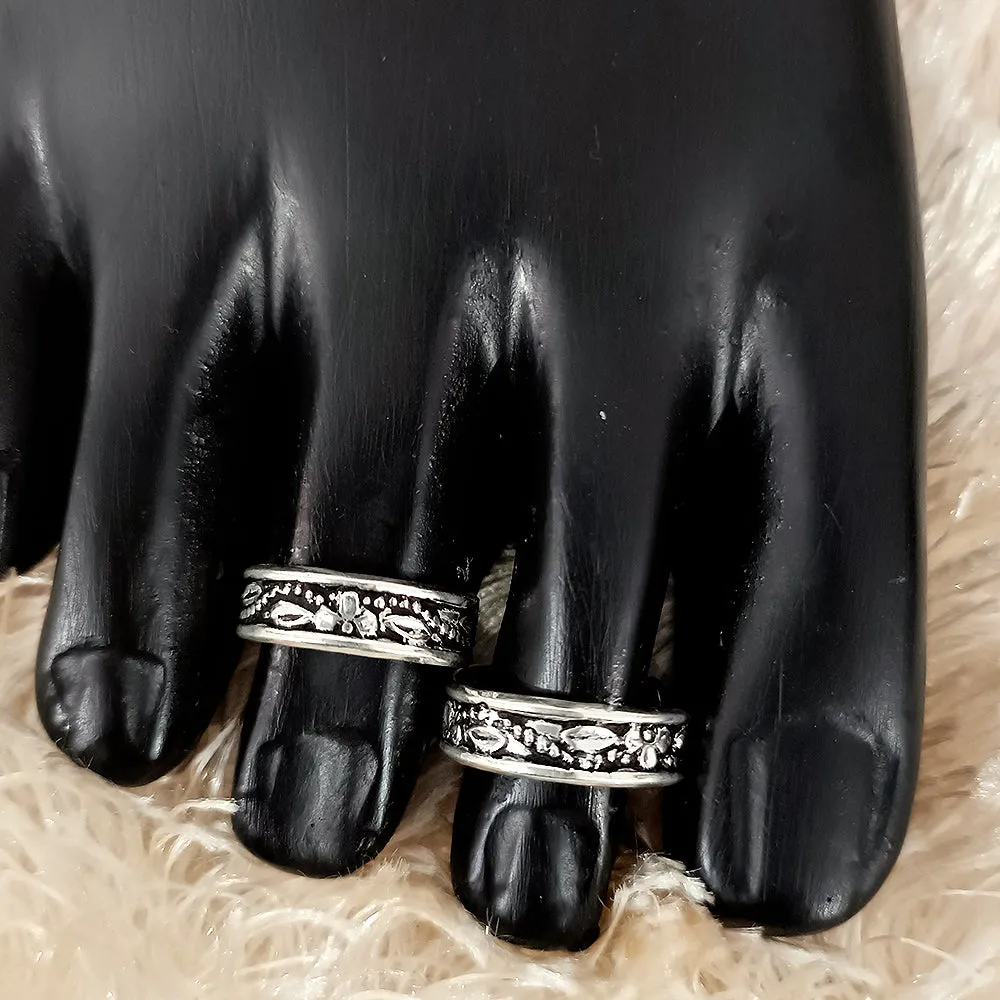 925 Silver Adjustable Toe Rings Pair (Design 86)