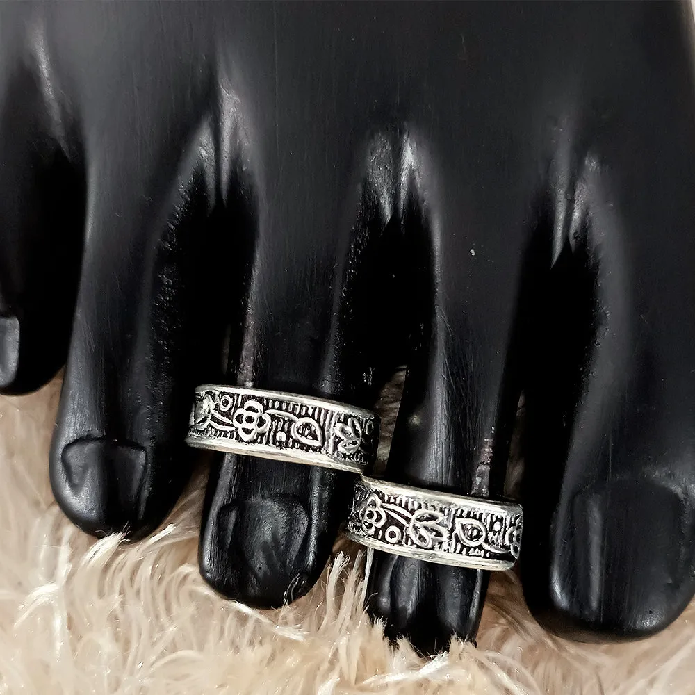 925 Silver Adjustable Toe Rings Pair (Design 90)
