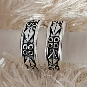 925 Silver Adjustable Toe Rings Pair (Design 92)