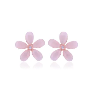 925 Sterling Silver Moonstone  Petals Tiny Stoned Earrings For Women
