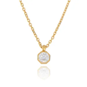 9ct Yellow Gold 0.15ct Laboratory Grown Diamond Solitaire Necklace, Octagonal collection