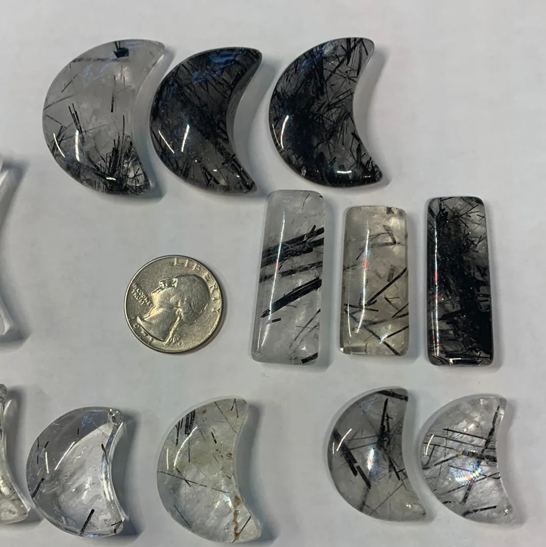 AA Black Rutile Moons/pendants