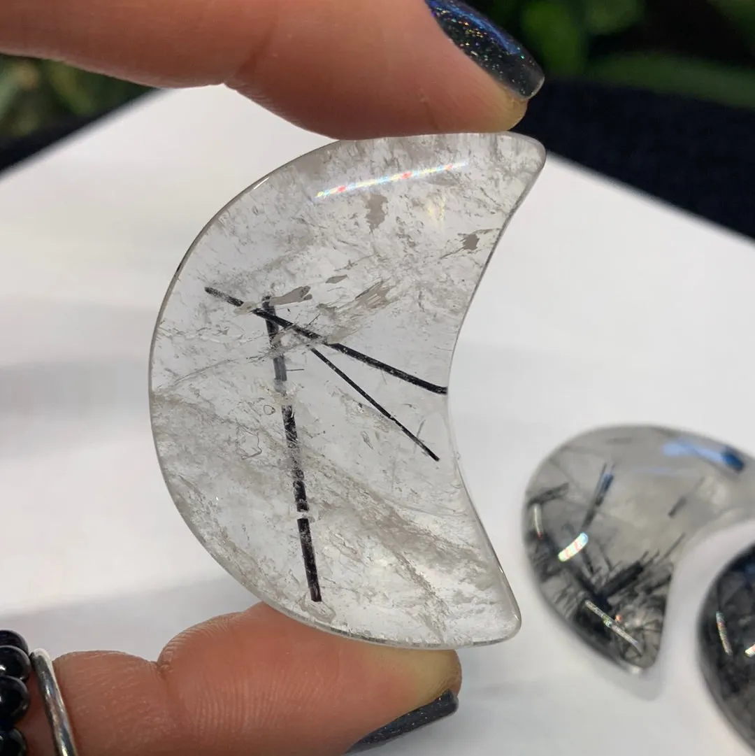 AA Black Rutile Moons/pendants