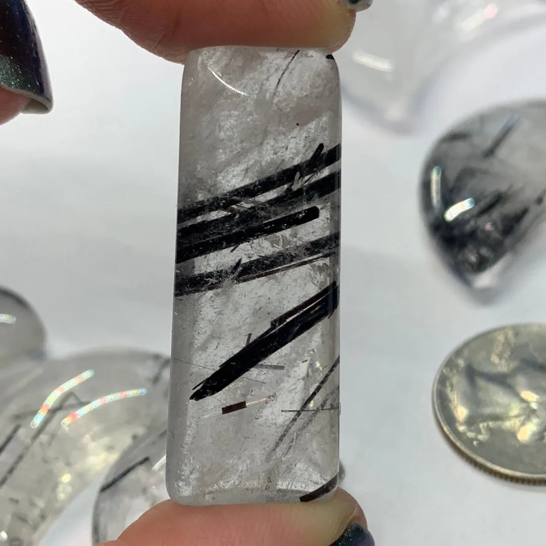 AA Black Rutile Moons/pendants