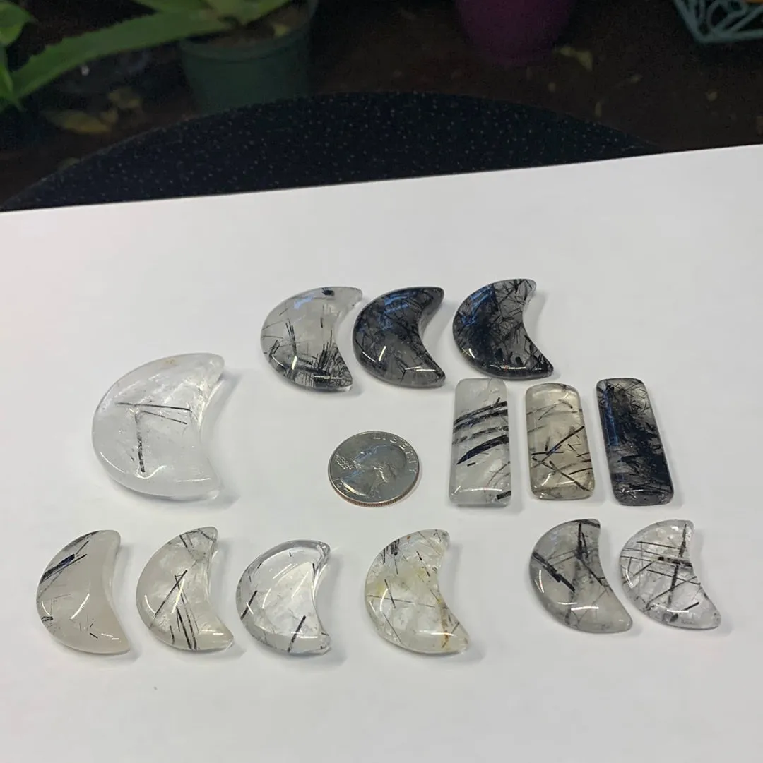 AA Black Rutile Moons/pendants