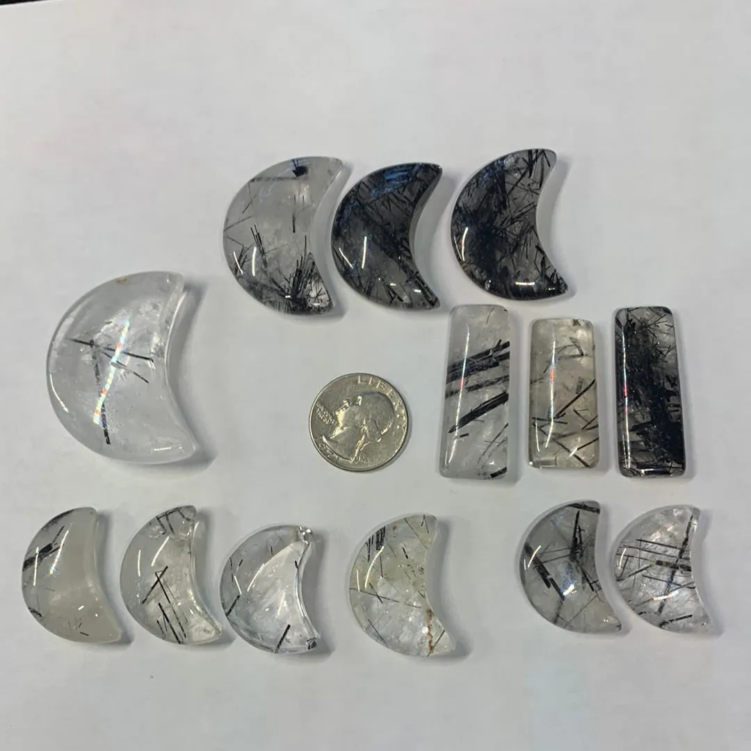 AA Black Rutile Moons/pendants