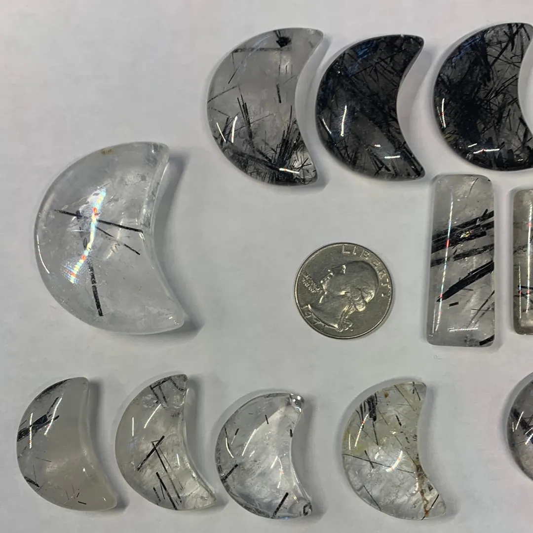 AA Black Rutile Moons/pendants
