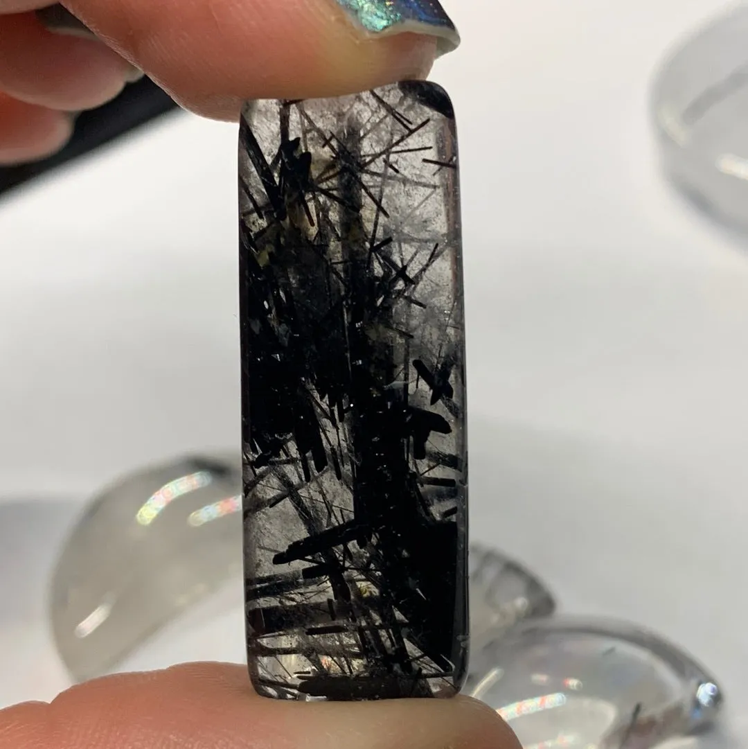 AA Black Rutile Moons/pendants