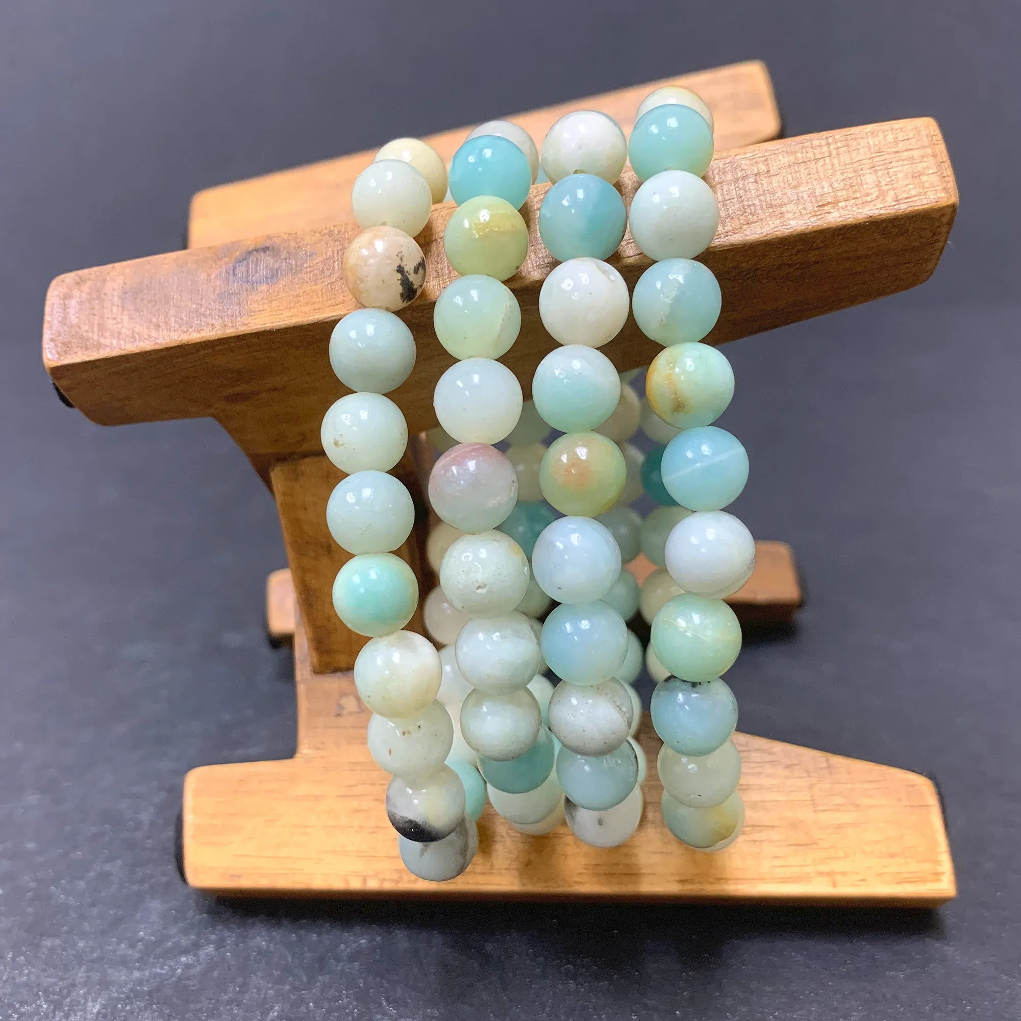 Amazonite Gemstone 8mm Round Bead Unisex Stretch Bracelet