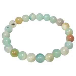 Amazonite Gemstone 8mm Round Bead Unisex Stretch Bracelet