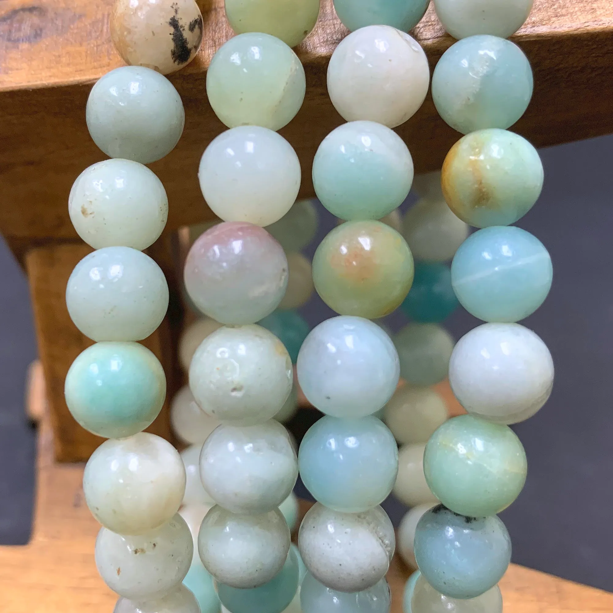 Amazonite Gemstone 8mm Round Bead Unisex Stretch Bracelet