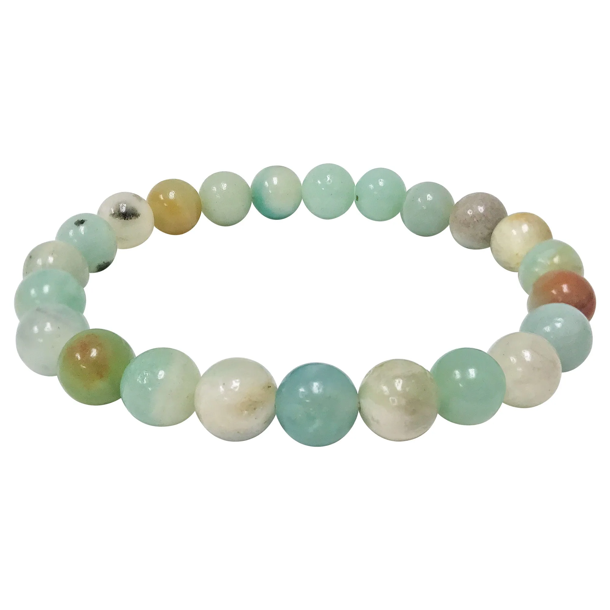 Amazonite Gemstone 8mm Round Bead Unisex Stretch Bracelet
