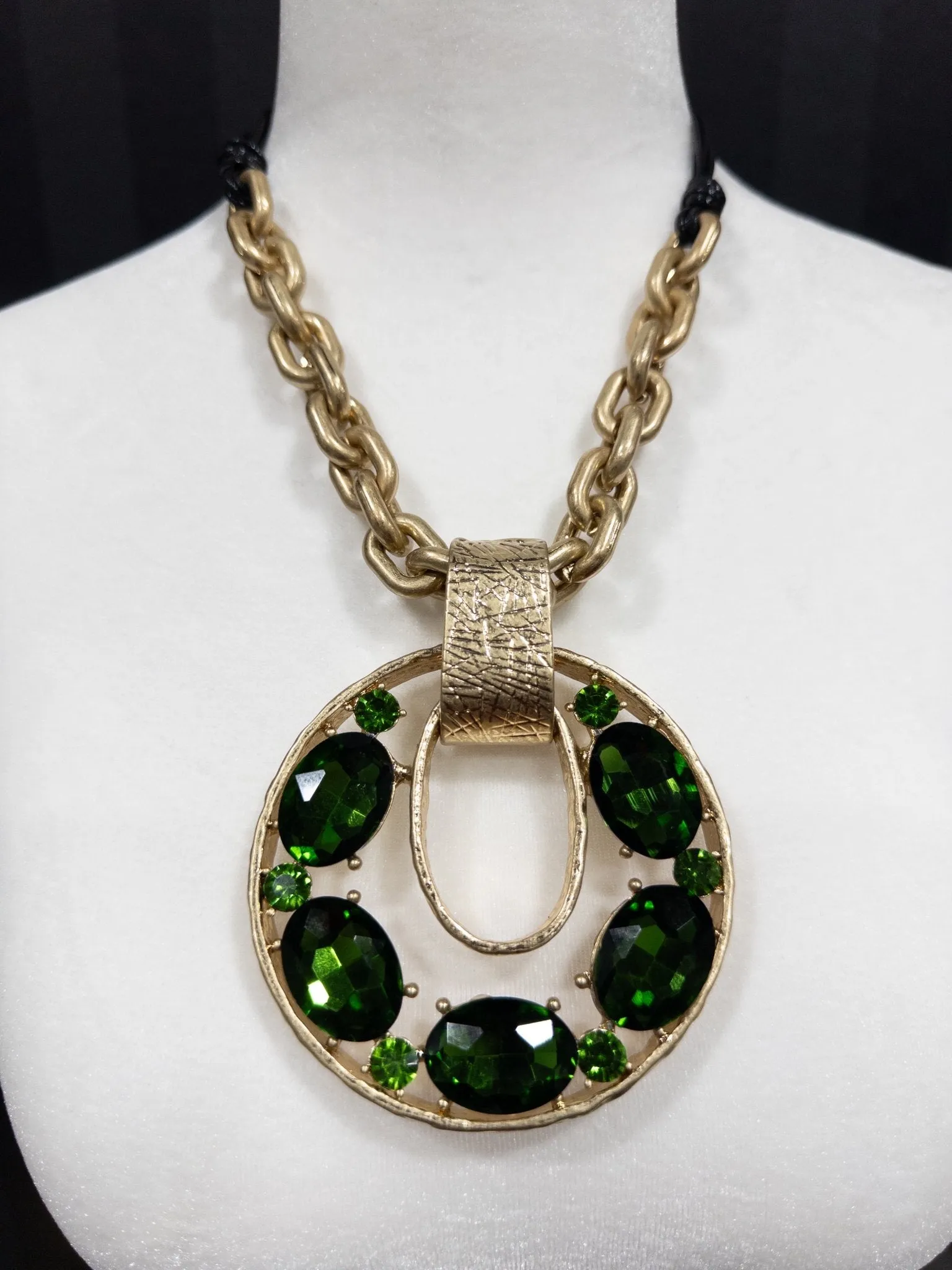 Amethyst and Emerald Eclipse Pendant Necklaces