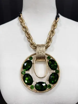 Amethyst and Emerald Eclipse Pendant Necklaces