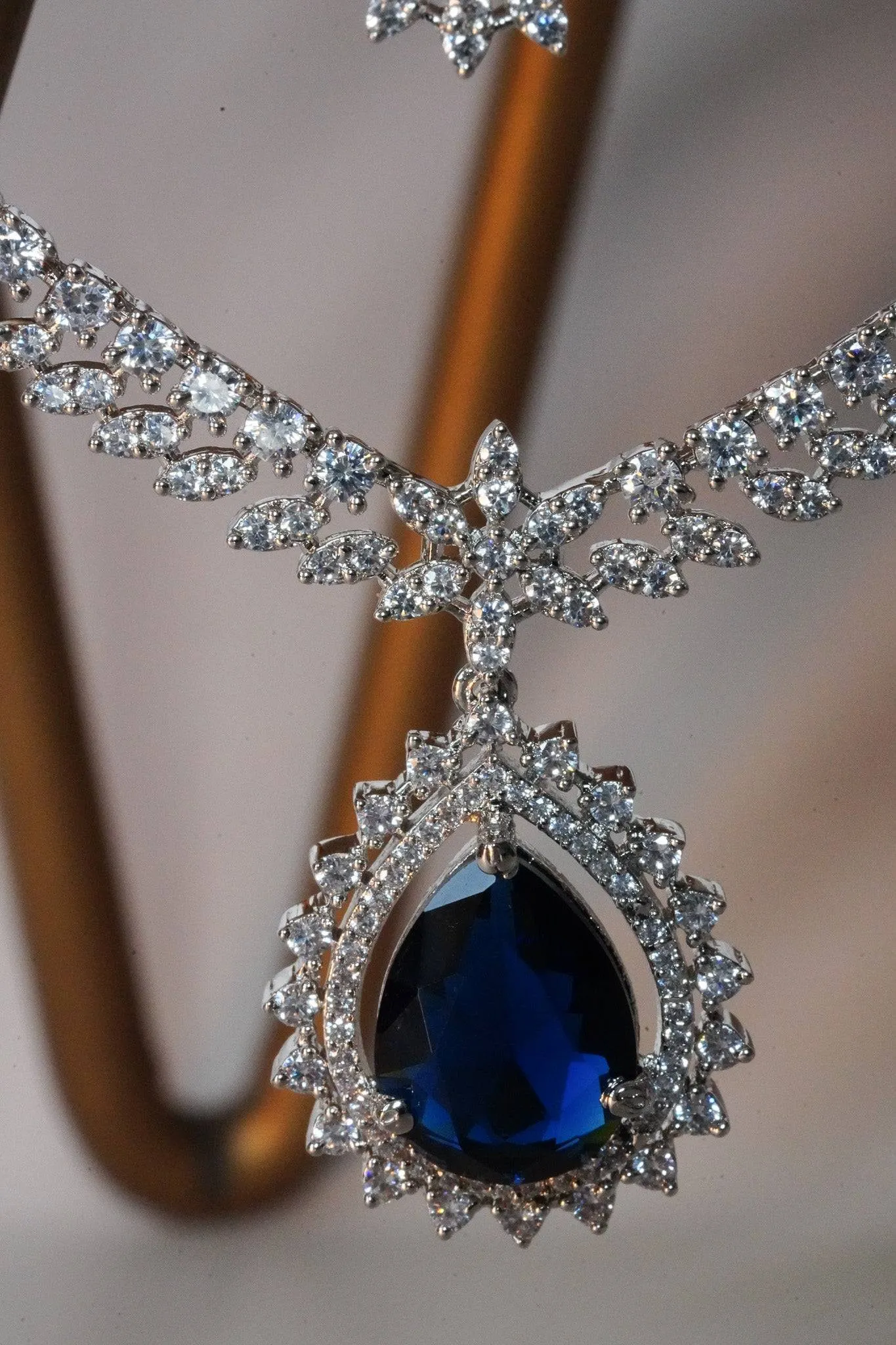 Amore - Rhodium Plated Double Layer AD Necklace Set