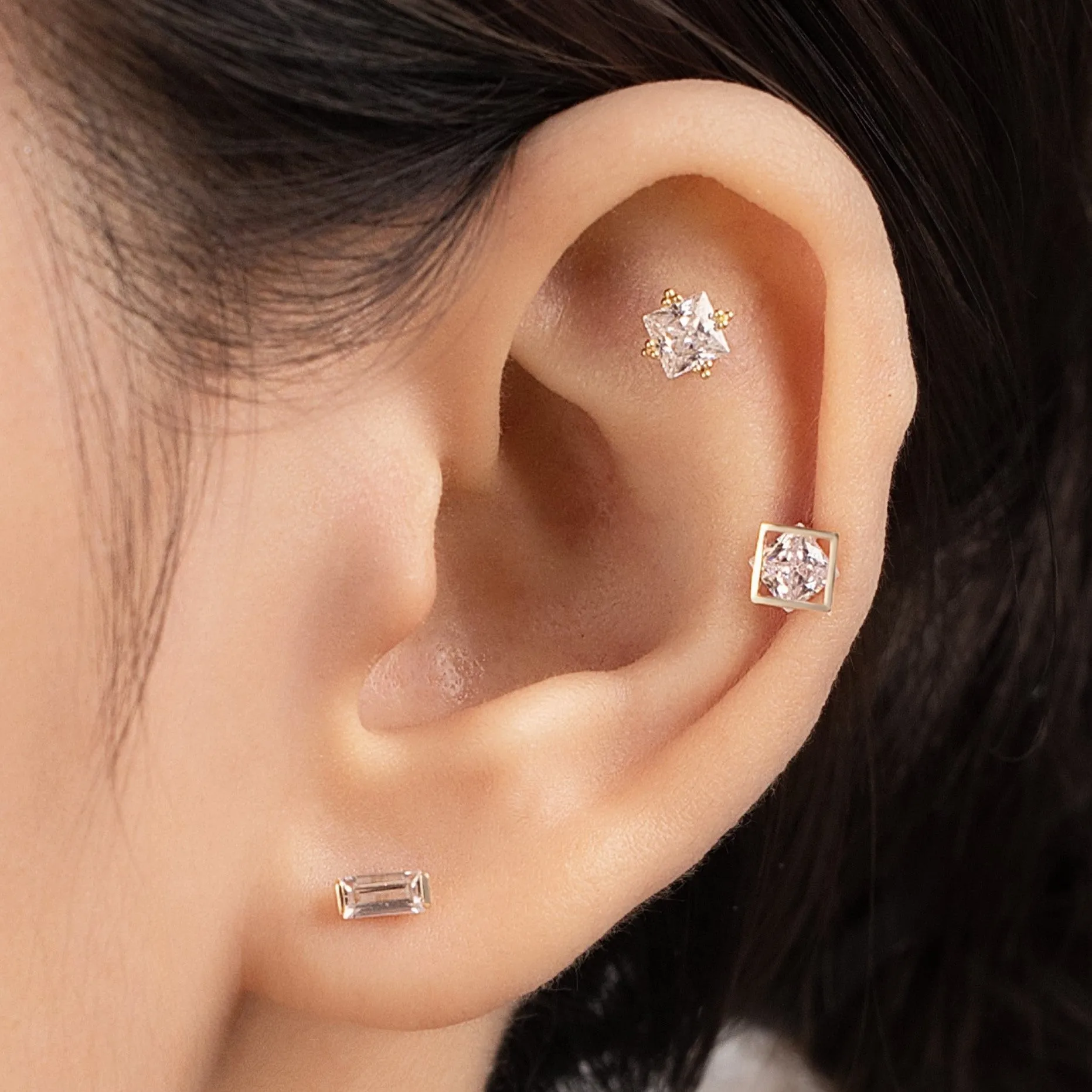 Aurora Piercing in Yellow Gold with Cubic Zirconia