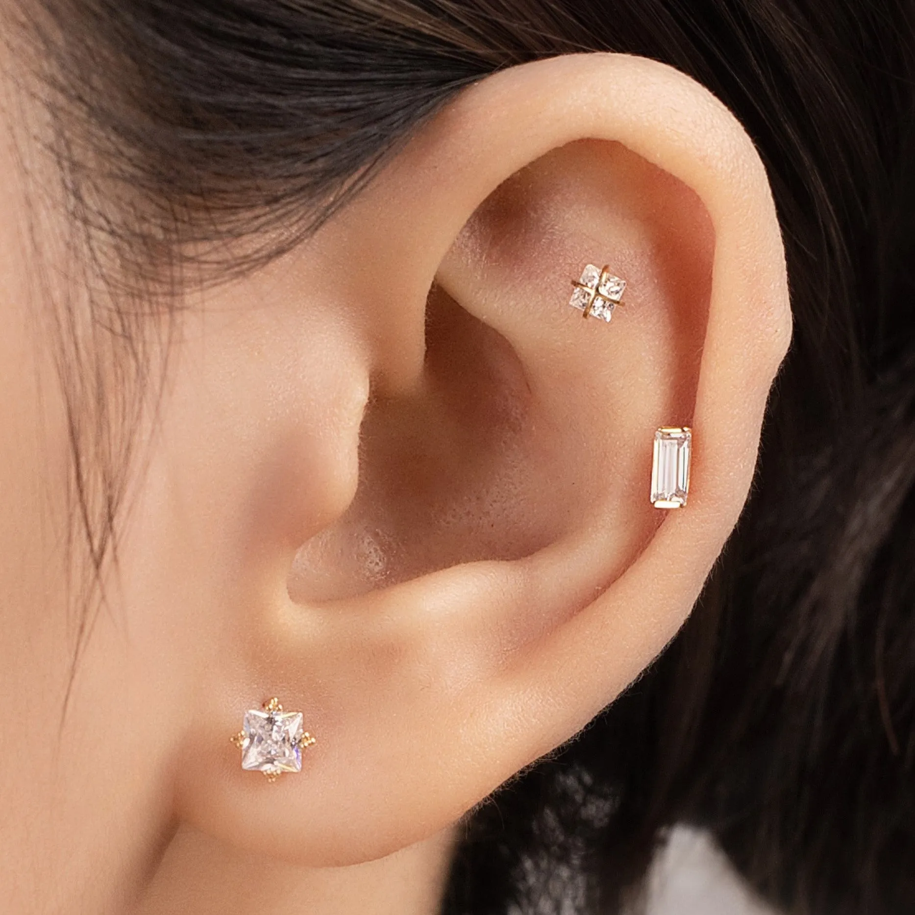 Aurora Piercing in Yellow Gold with Cubic Zirconia