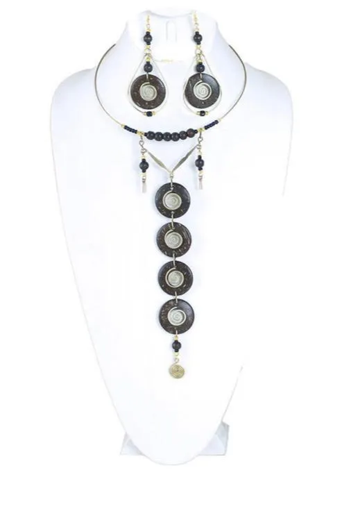 Bead & Brass Goddess Choker Set