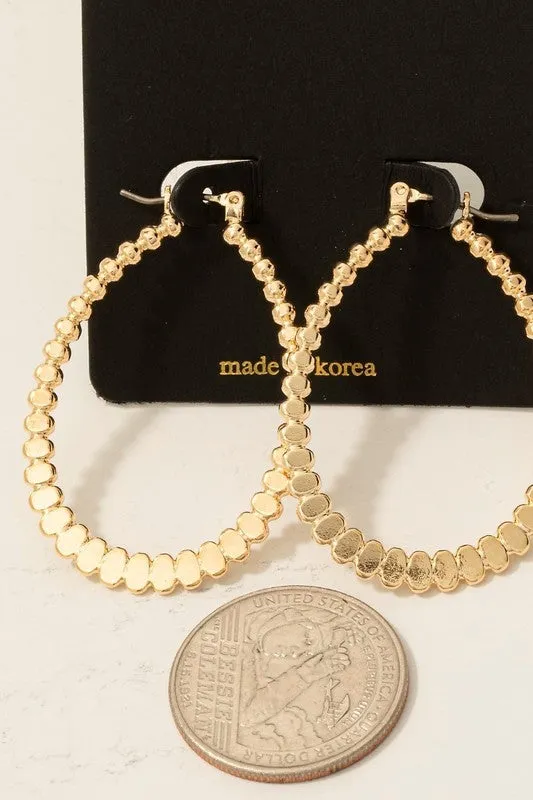 Bead Oval Hoop Earrings
