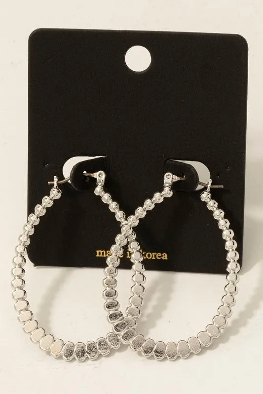 Bead Oval Hoop Earrings