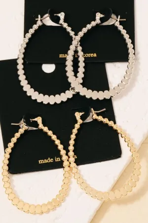 Bead Oval Hoop Earrings