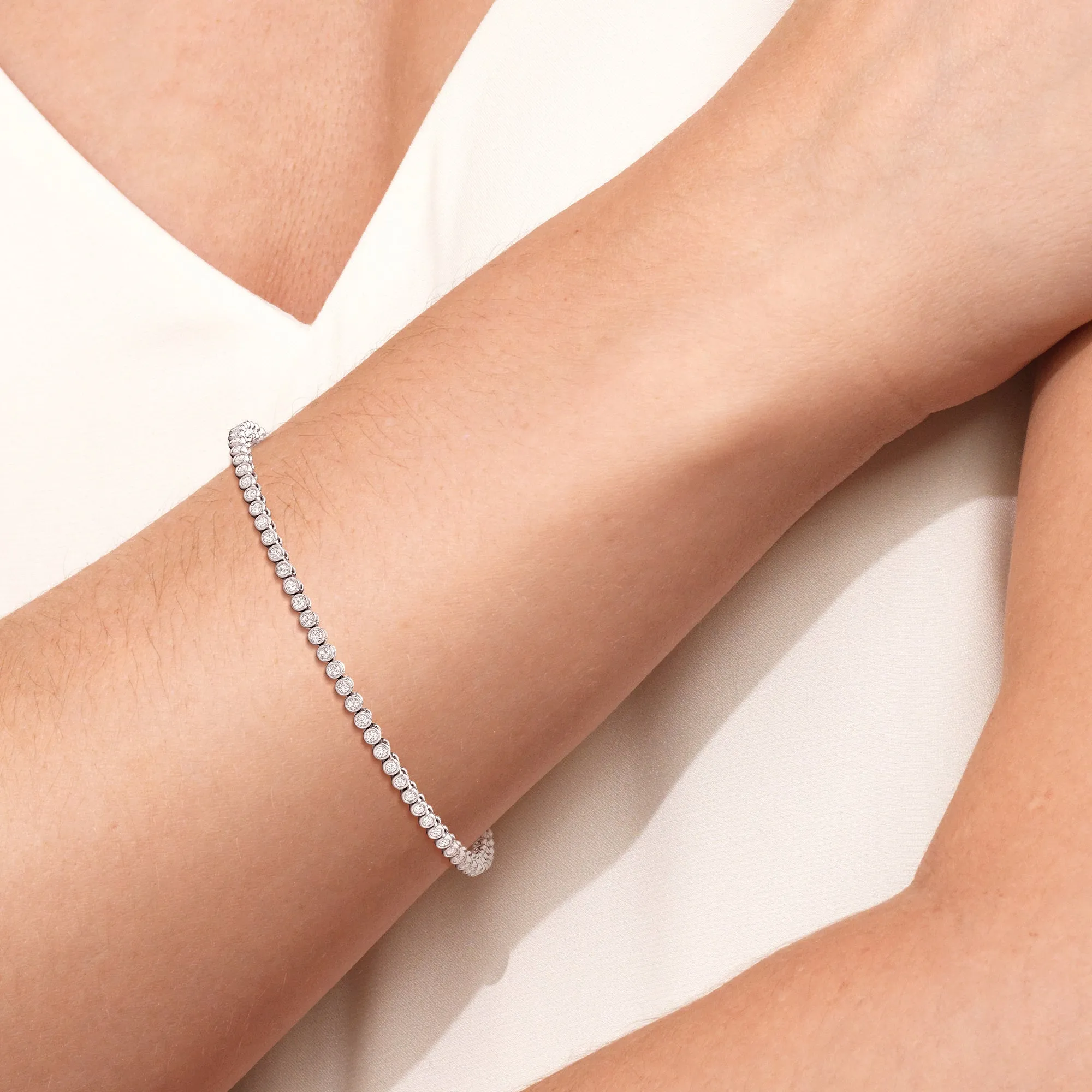 Bezel Set Round Lab Diamond Tennis Bracelet