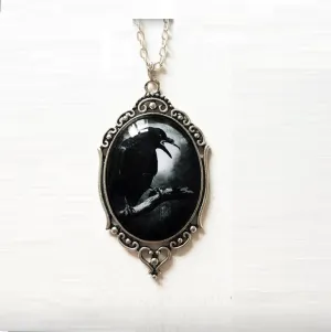 Black Crow Cawing - Gothic Pendant Necklace by The Nevermore