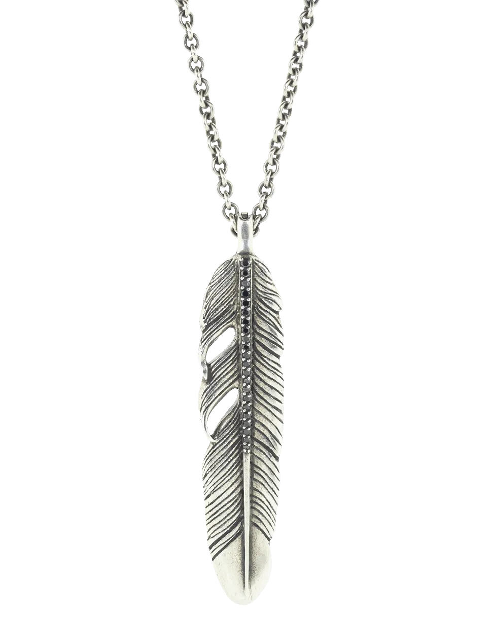 Black Diamond Feather Necklace