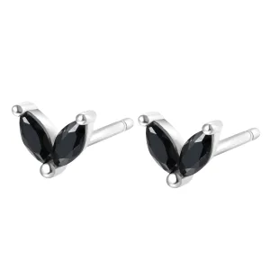 Black Gemstone Firefly Stud Earrings Sterling Silver