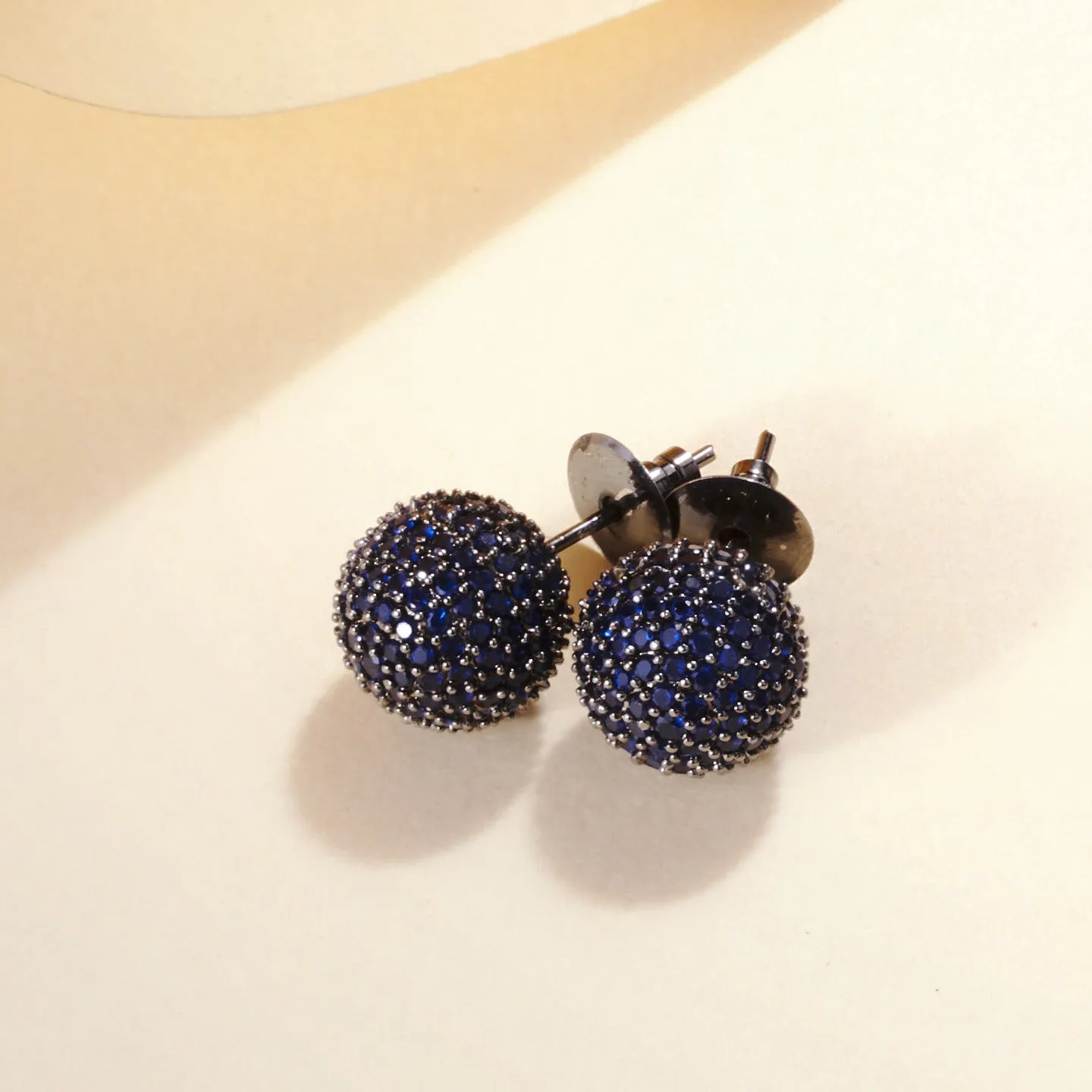 Black Round Diamond Stud Earrings