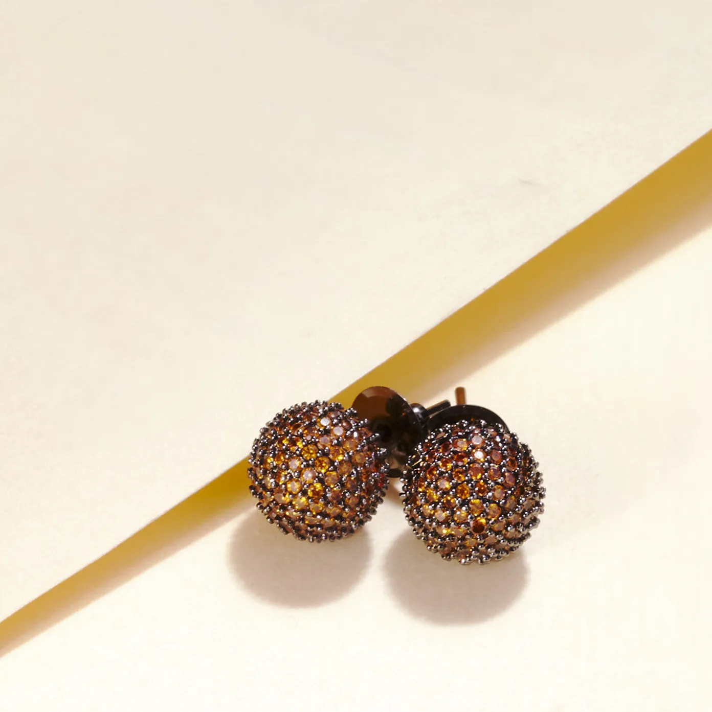 Black Round Diamond Stud Earrings