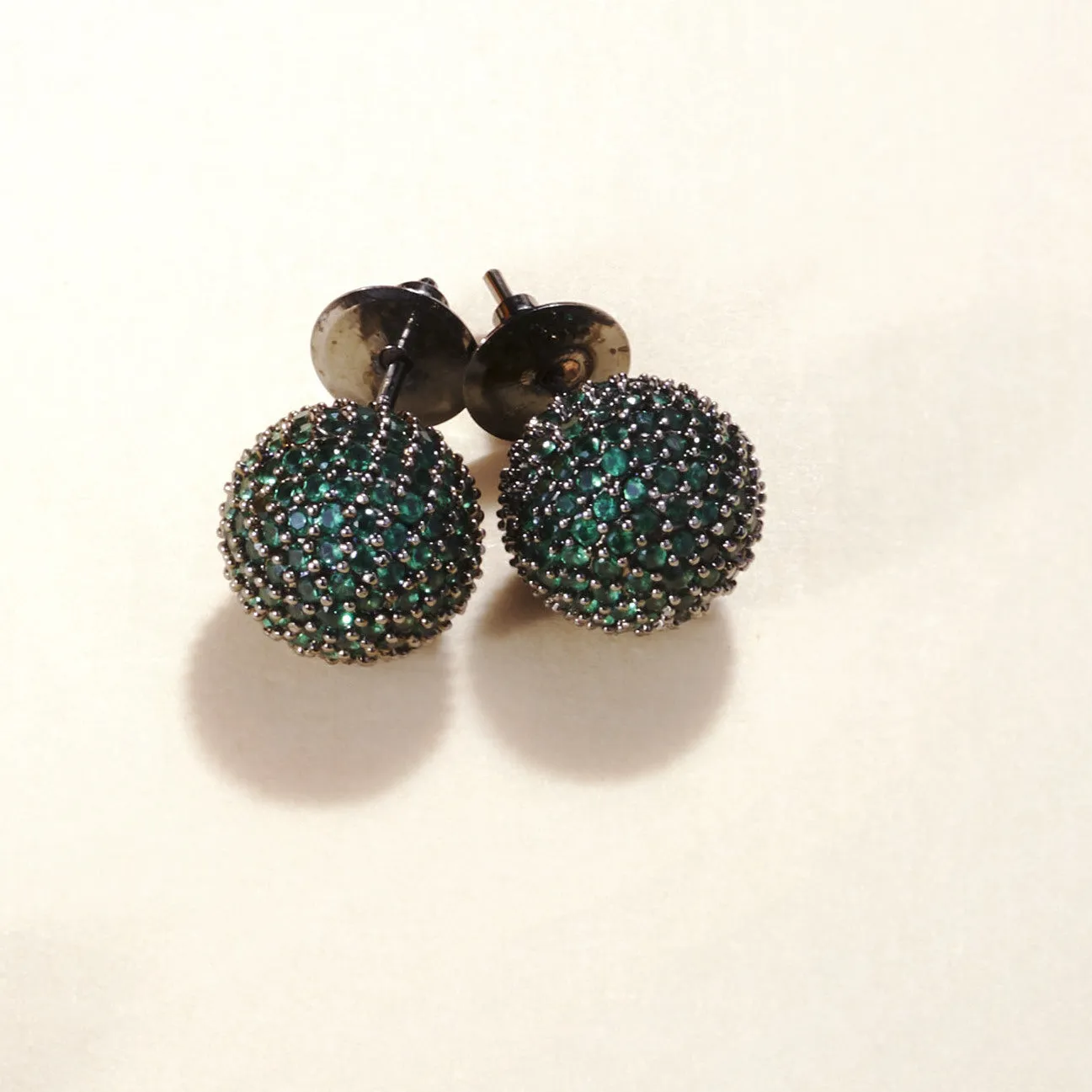 Black Round Diamond Stud Earrings