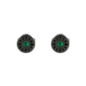 Blackened 18k Gold Timeless Earrings Emerald