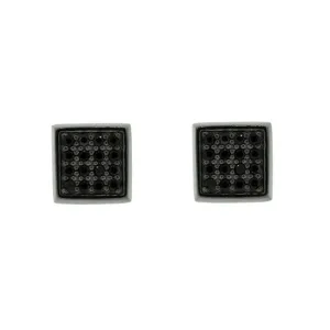 Blackened 18k White Gold Cuadrado Earrings Black Diamonds