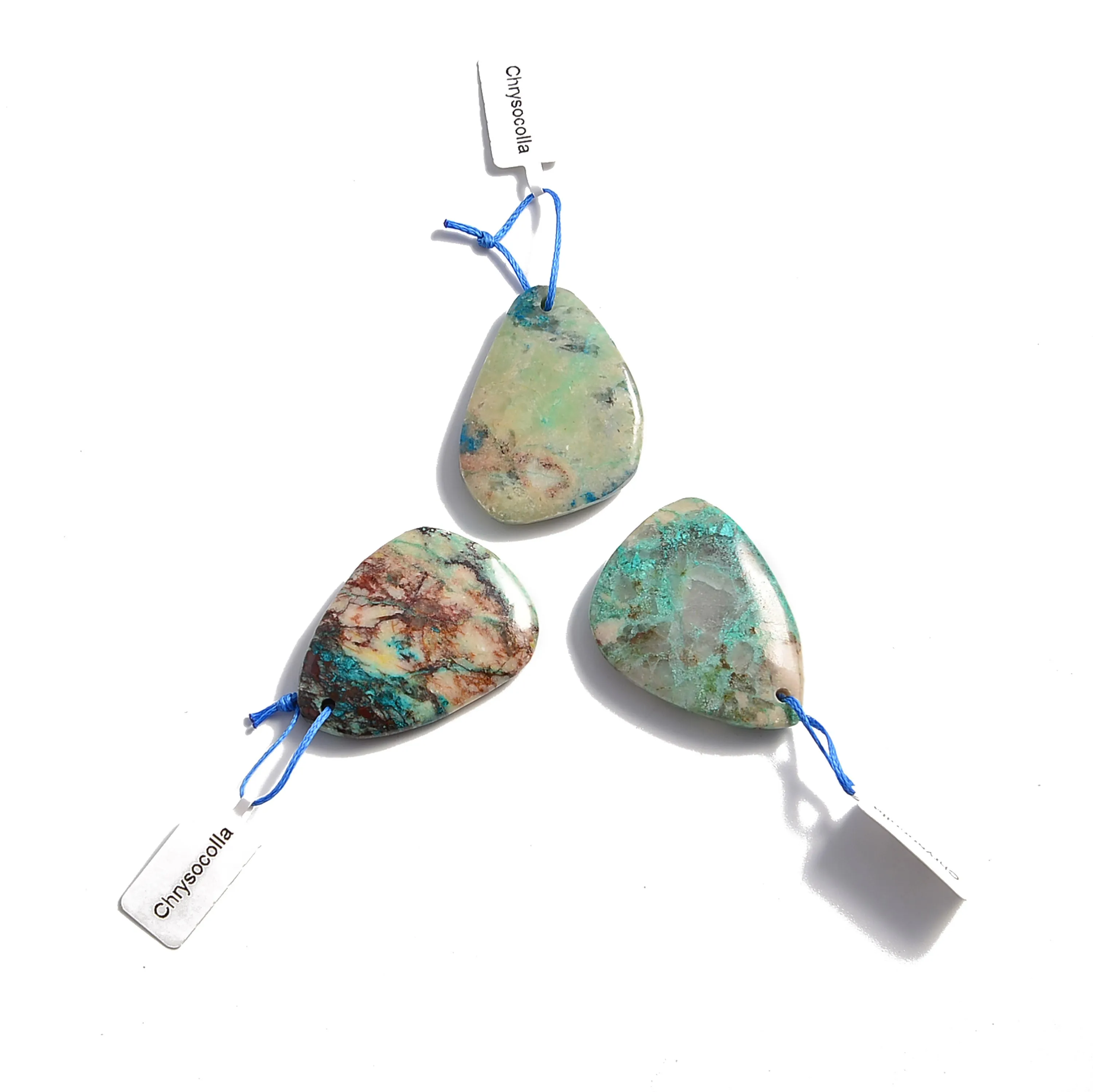 Blue Green Chrysocolla Pendant Teardrop or Irregular Shape Approx 30x40mm