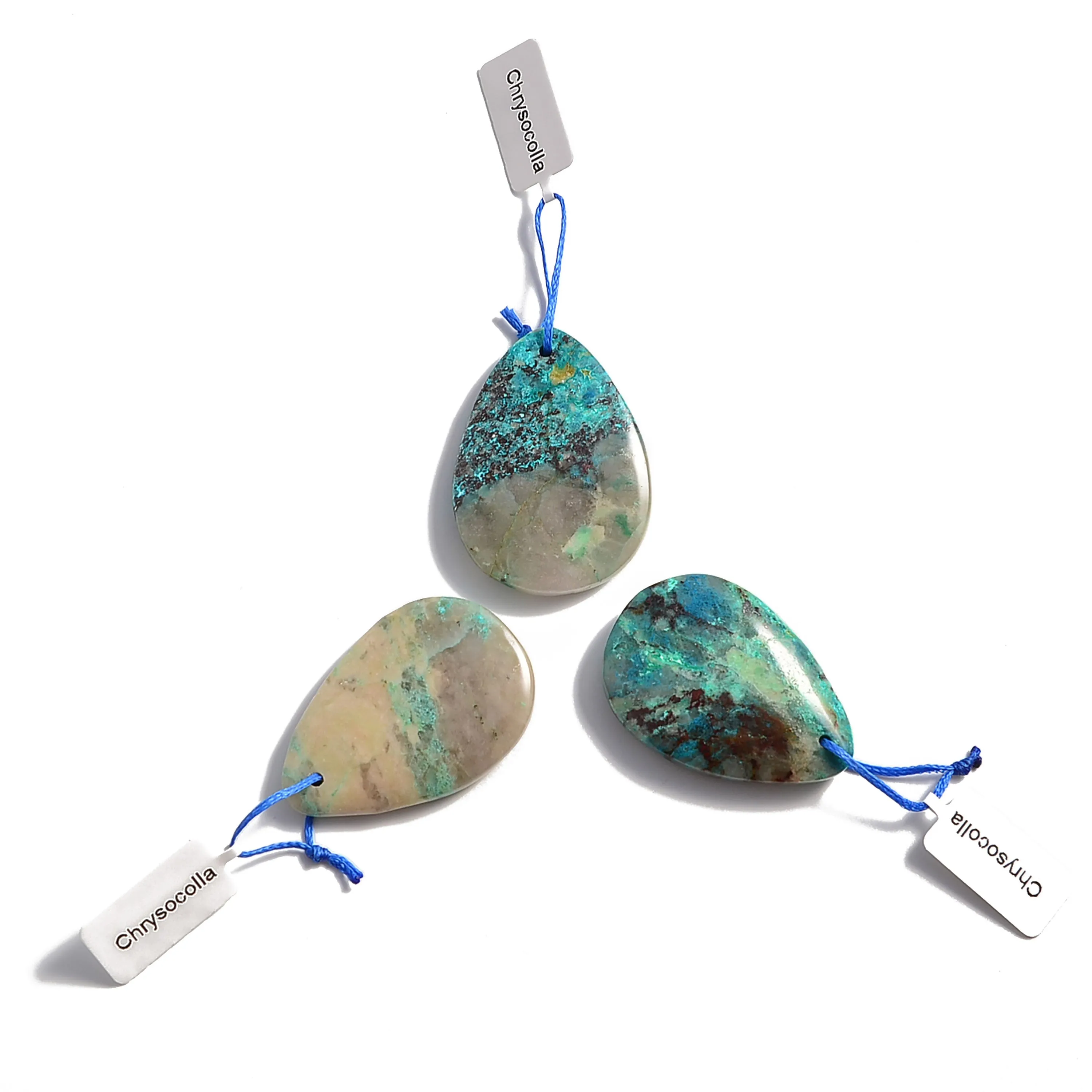 Blue Green Chrysocolla Pendant Teardrop or Irregular Shape Approx 30x40mm