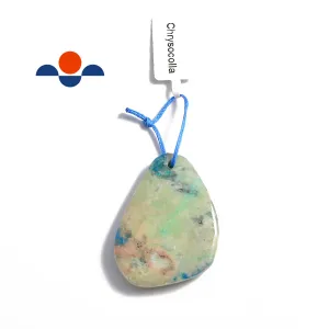 Blue Green Chrysocolla Pendant Teardrop or Irregular Shape Approx 30x40mm