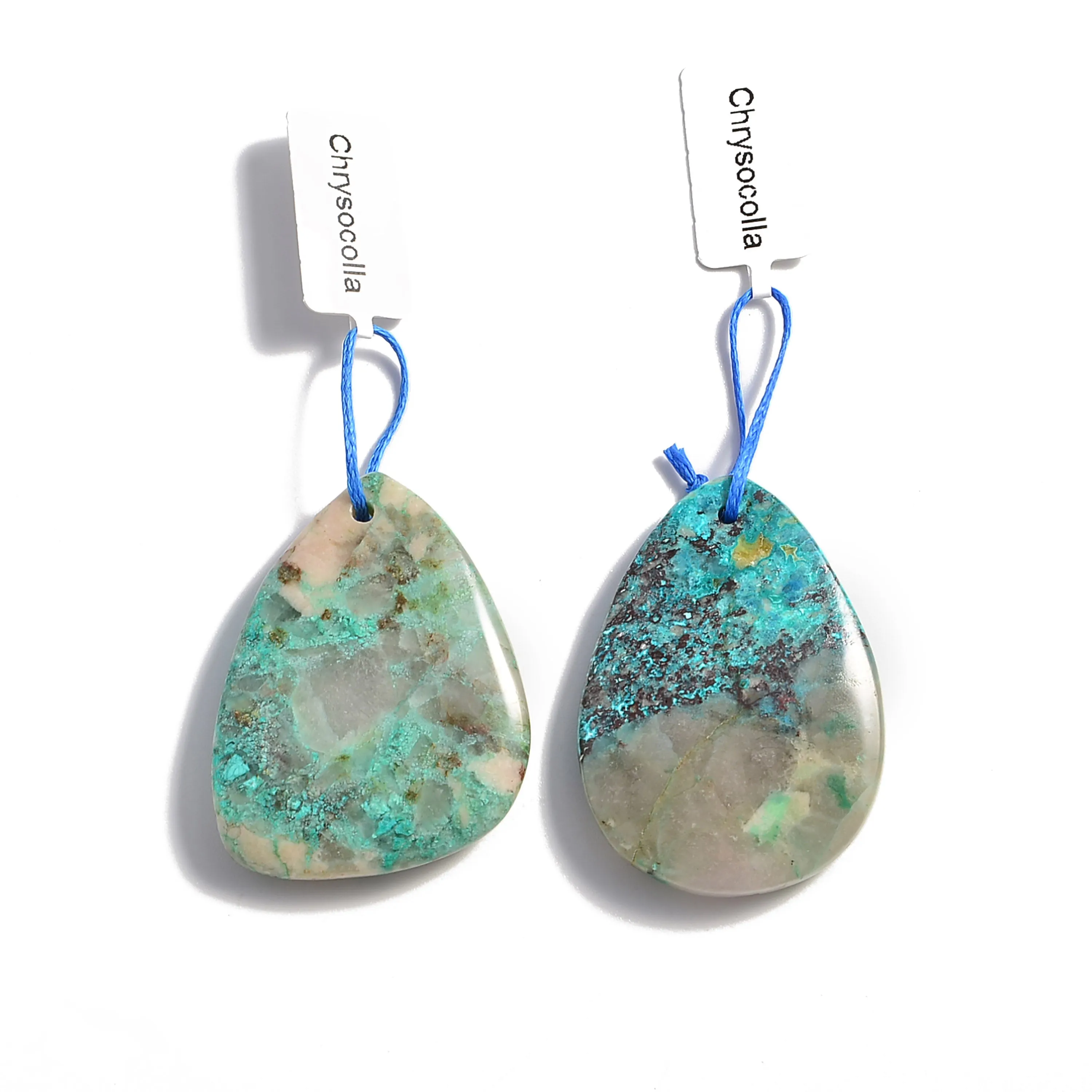 Blue Green Chrysocolla Pendant Teardrop or Irregular Shape Approx 30x40mm