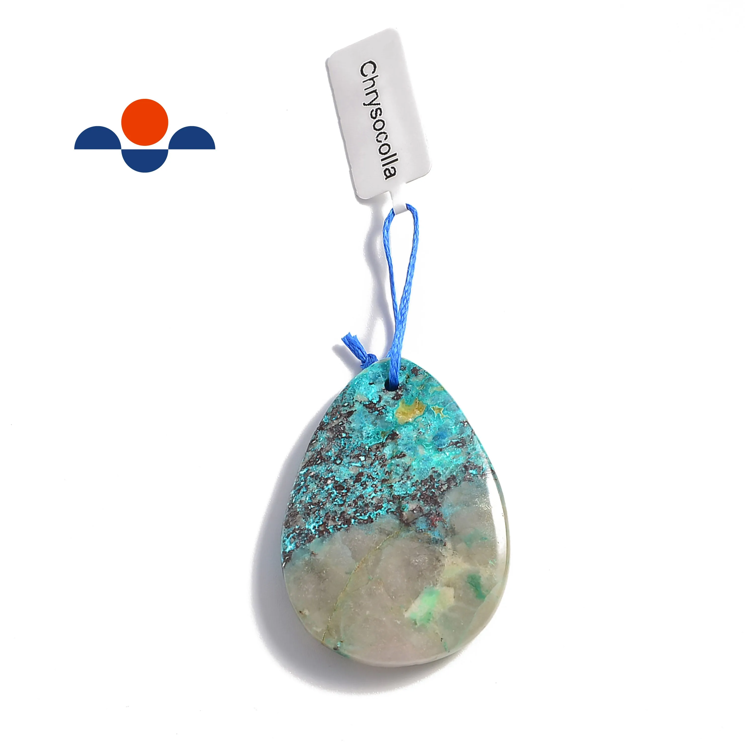 Blue Green Chrysocolla Pendant Teardrop or Irregular Shape Approx 30x40mm