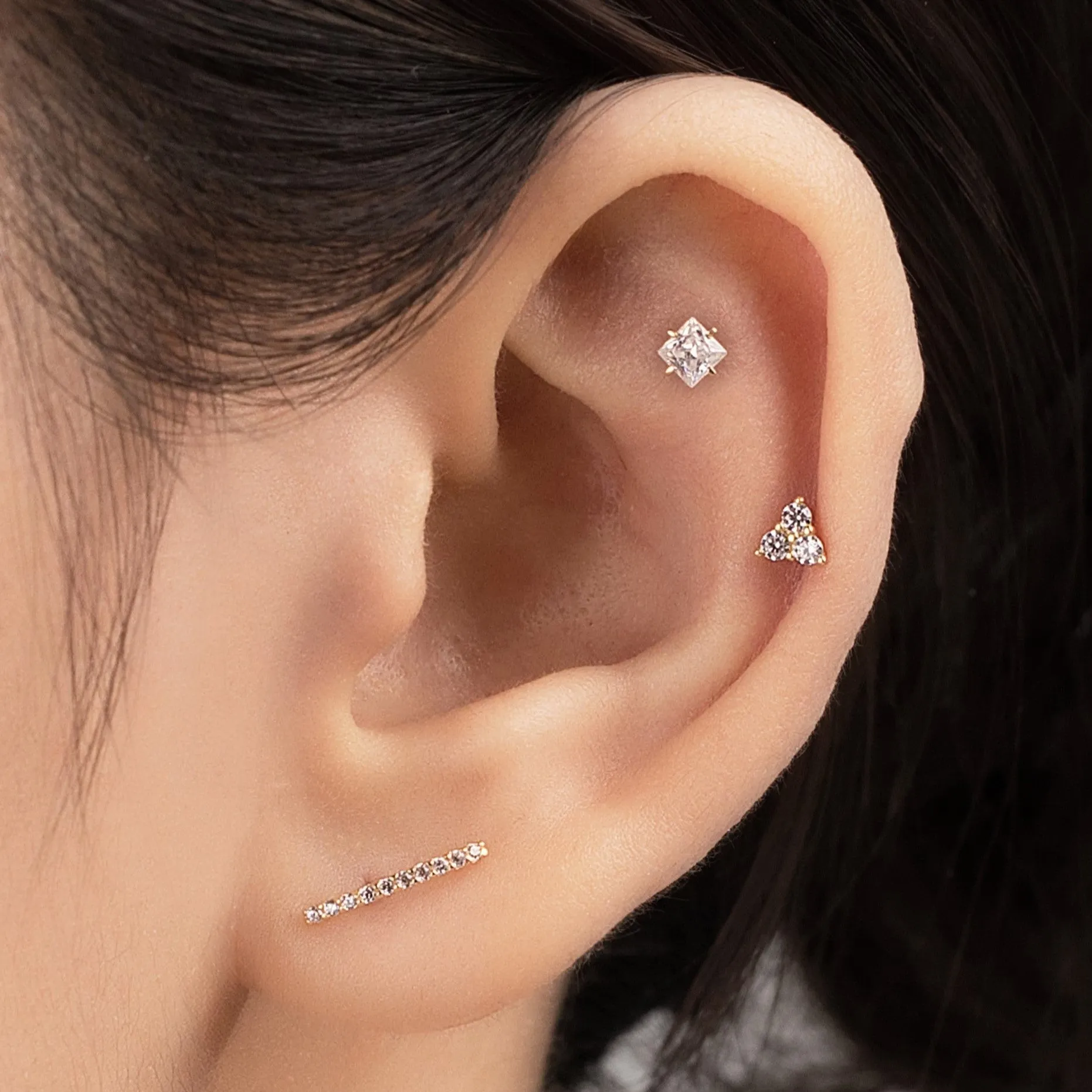 Bonnie Piercing in Yellow Gold with Cubic Zirconia