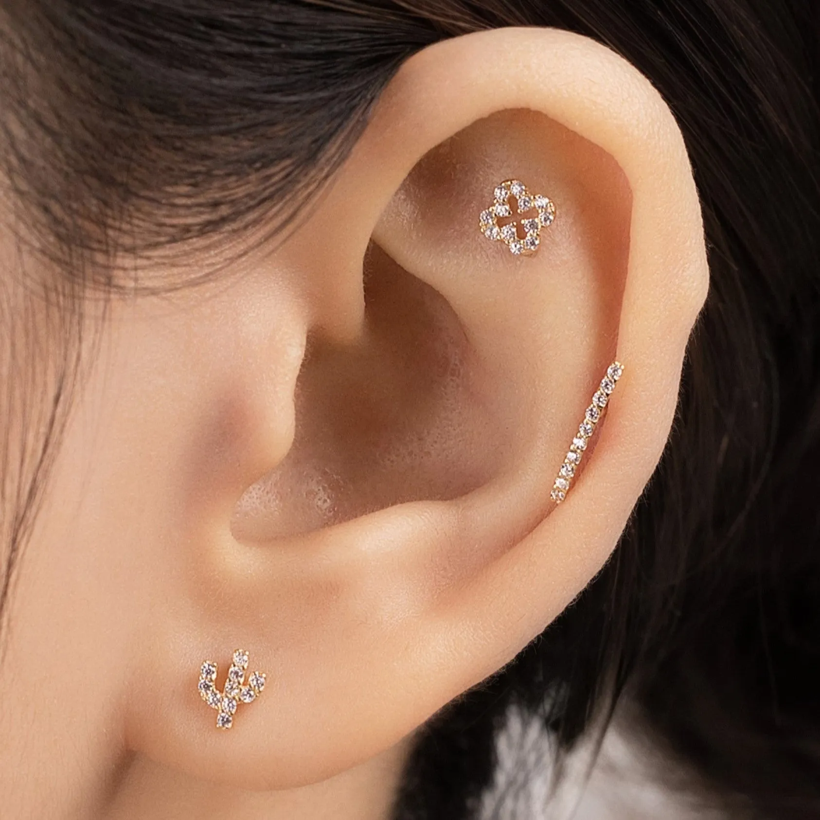 Bonnie Piercing in Yellow Gold with Cubic Zirconia