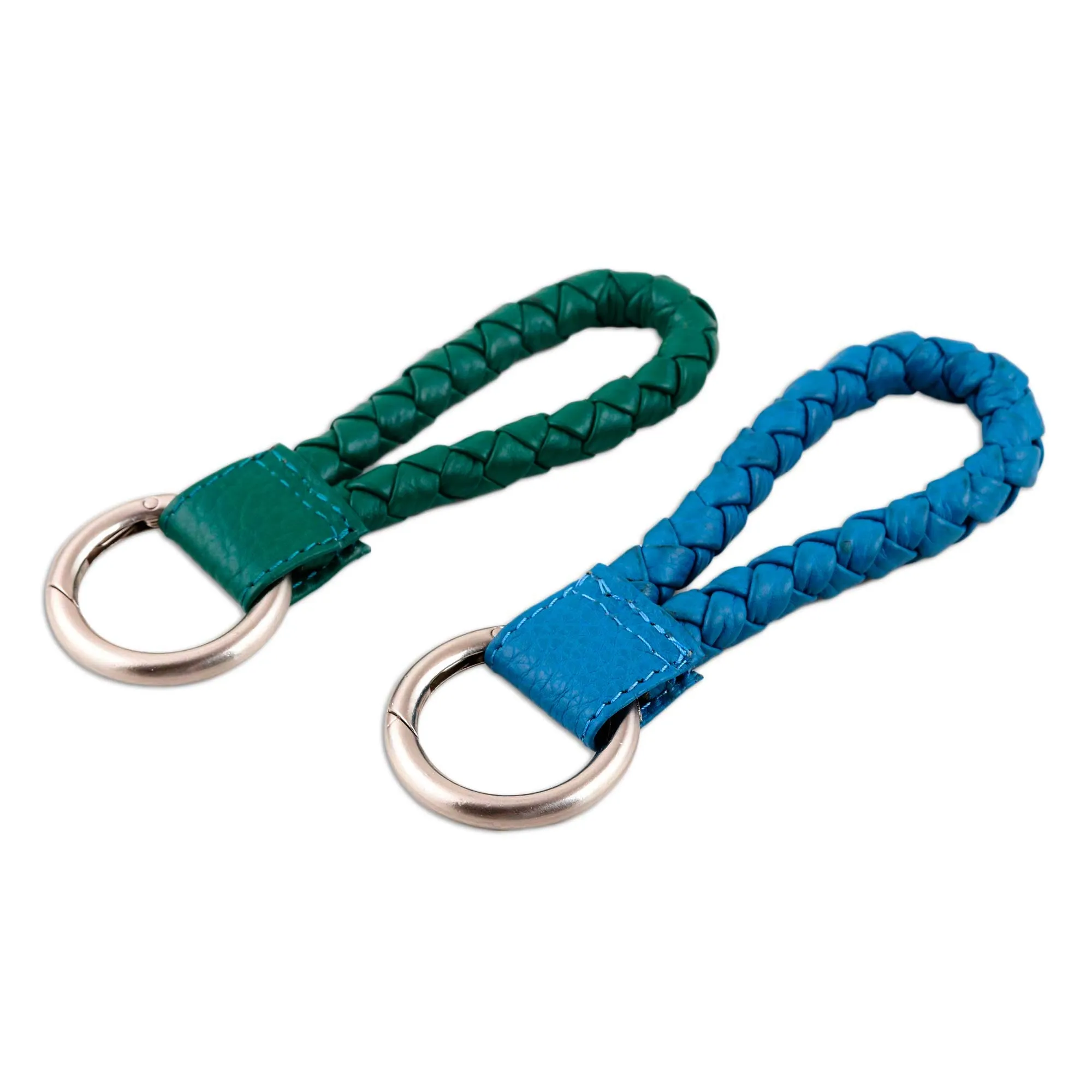 Braided Leather Key Fobs  - Trendy Duo