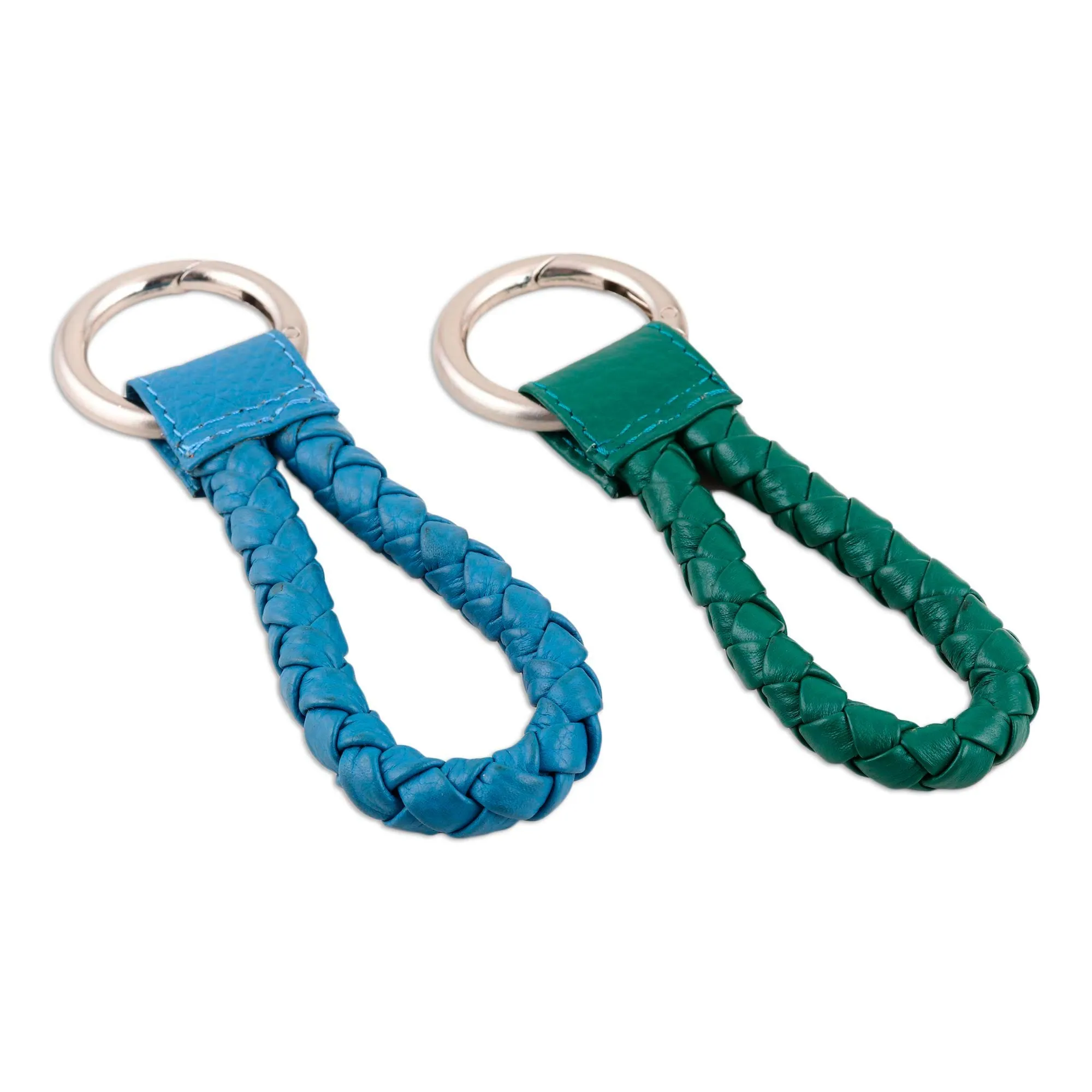 Braided Leather Key Fobs  - Trendy Duo