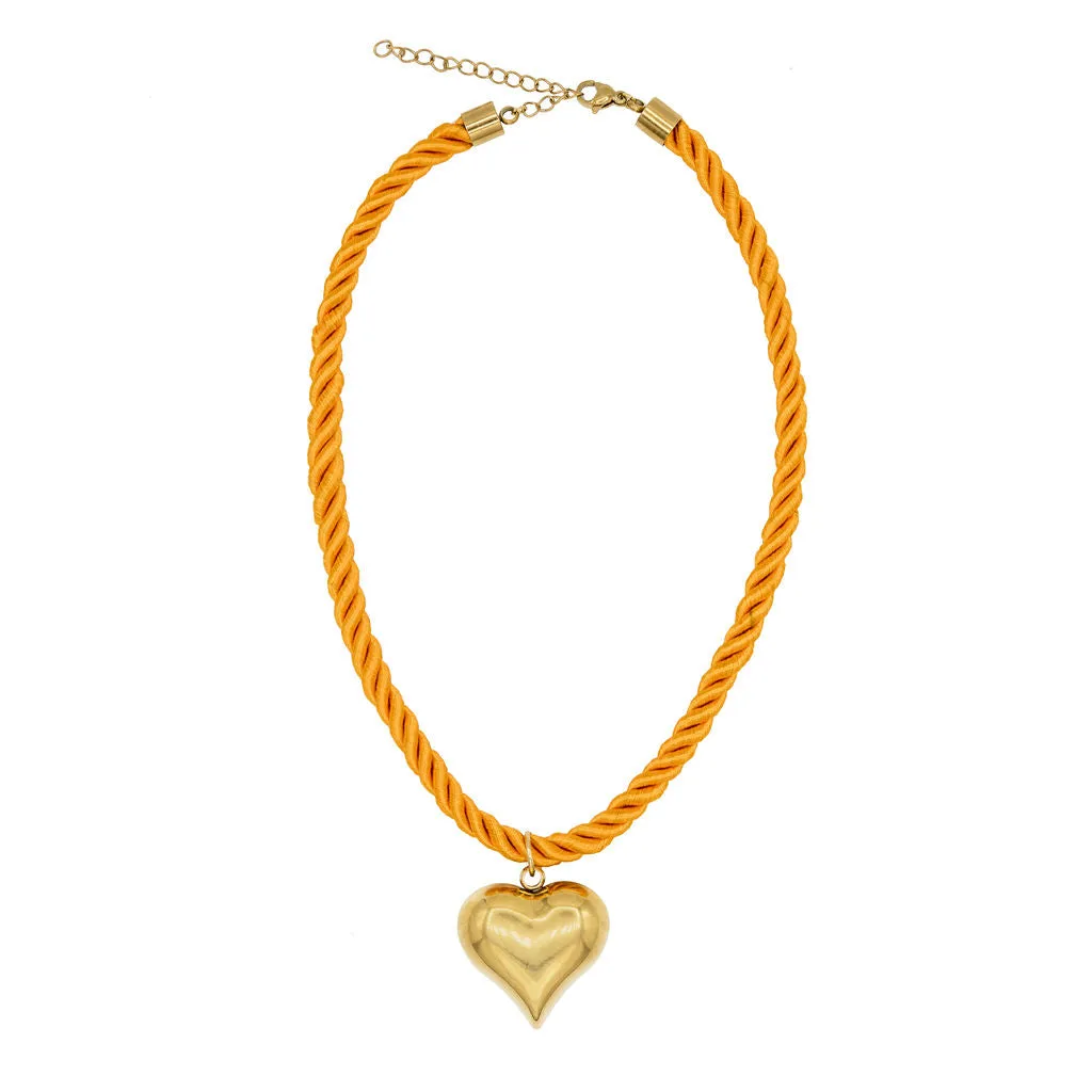 Brass Heart Cord Necklaces
